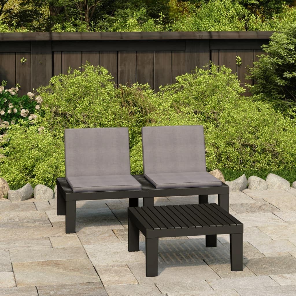 ontvangen ingesteld archief 2 Piece Patio Lounge Set with Cushions Plastic Gray - Overstock - 36363667