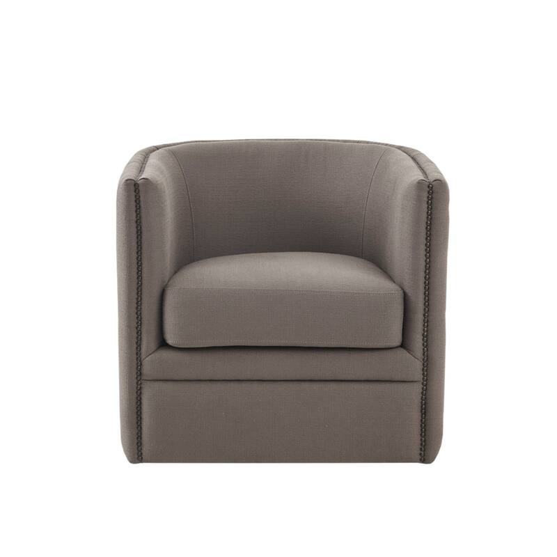 Swivel Single Sofa Chair with Nailhead Trim and Tufted Backrest