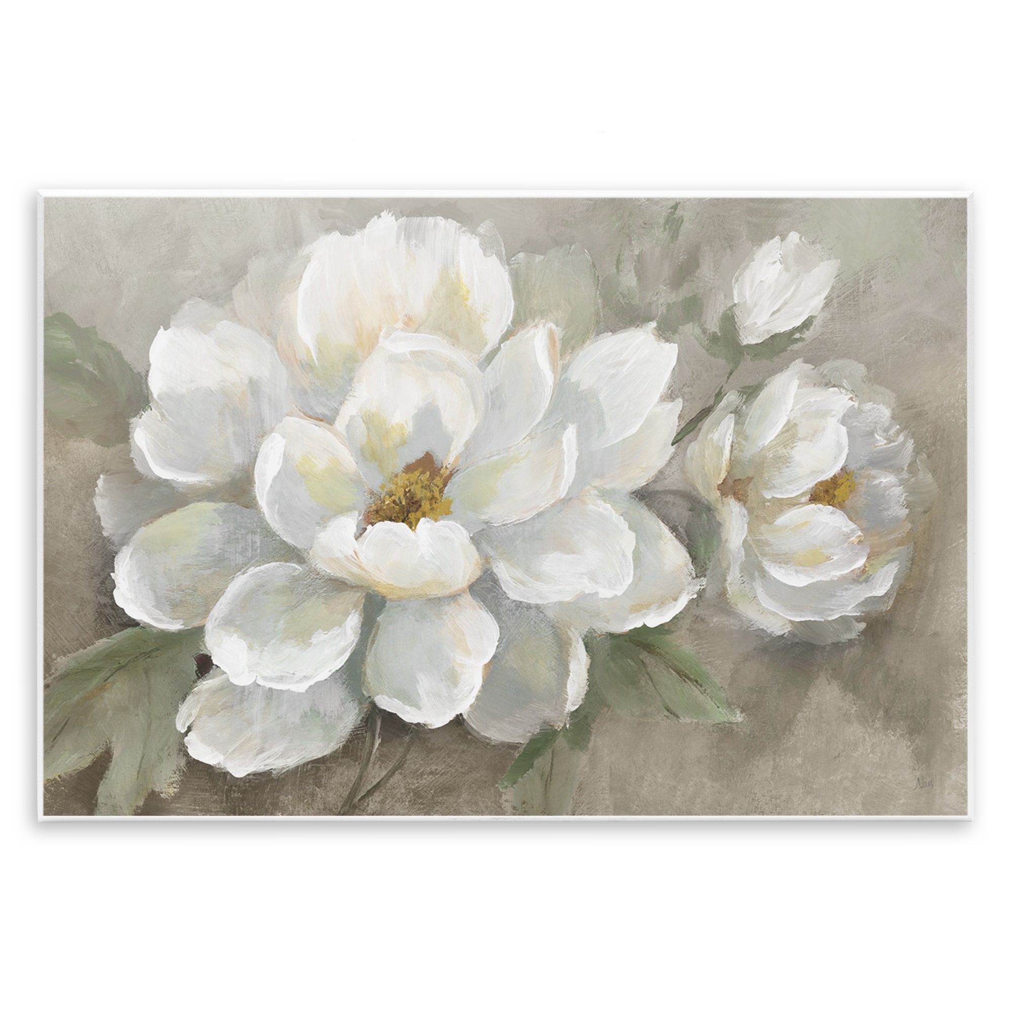 Stupell Blooming Magnolias on Beige Wall Plaque Art Design By Nan