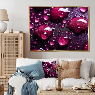Designart "Red Rose with Raindrops VIII" Raindrops Framed Wall Art ...