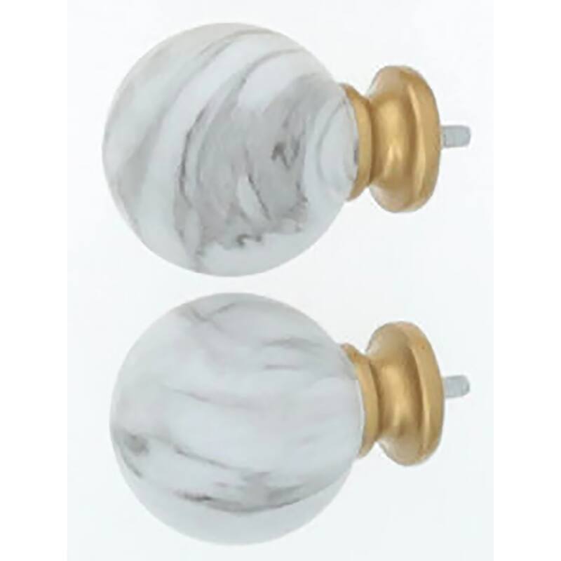 Meriville 3/4" Diameter Single Window Curtain Rod, White Marble Ball