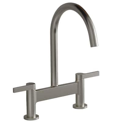 WIZ Modern Double Handle Bridge Kitchen Faucet With 360-Degree Swivel Spout Sink Faucet