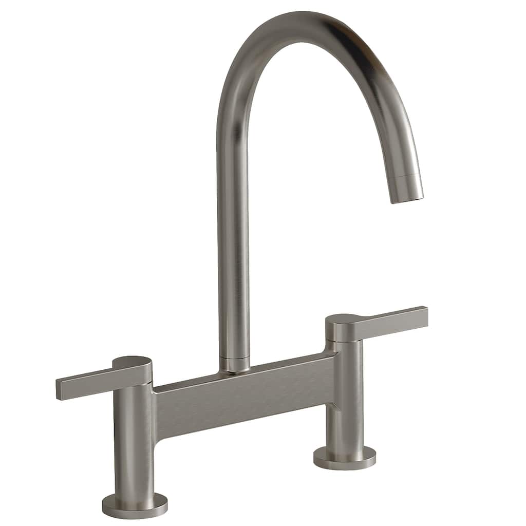 WIZ Modern Double Handle Bridge Kitchen Faucet With 360-Degree Swivel Spout Sink Faucet