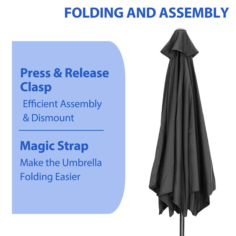 Autlaycil 9ft Patio umbrella Outdoor umbrella With Push-Button Tilt & Crank for Pool, Garden