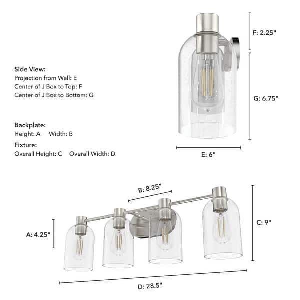 dimension image slide 1 of 3, Hunter Lochemeade 4-Light Vanity Wall Light, Damp-Rated - Bathroom, Laundry - Modern Farmhouse, Contemporary, Industrial