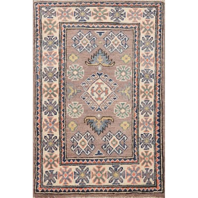 Gray Kazak Oriental Accent Foyer Rug Handmade Wool Carpet - 2'0" x 3'0"