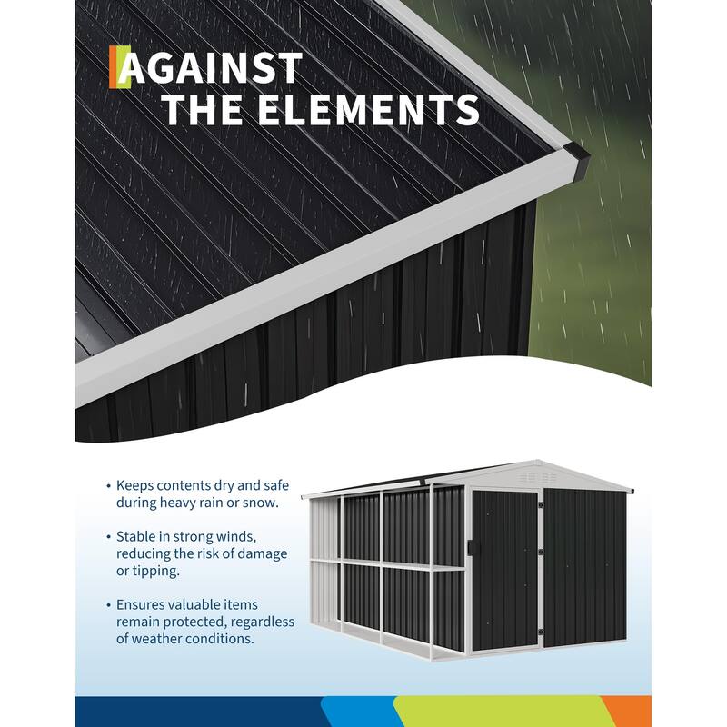 Outdoor Metal Storage Shed, 8' x 10' Weatherproof Garden Tool Shed with Lockable Doors, Utility Tool Storage Shed