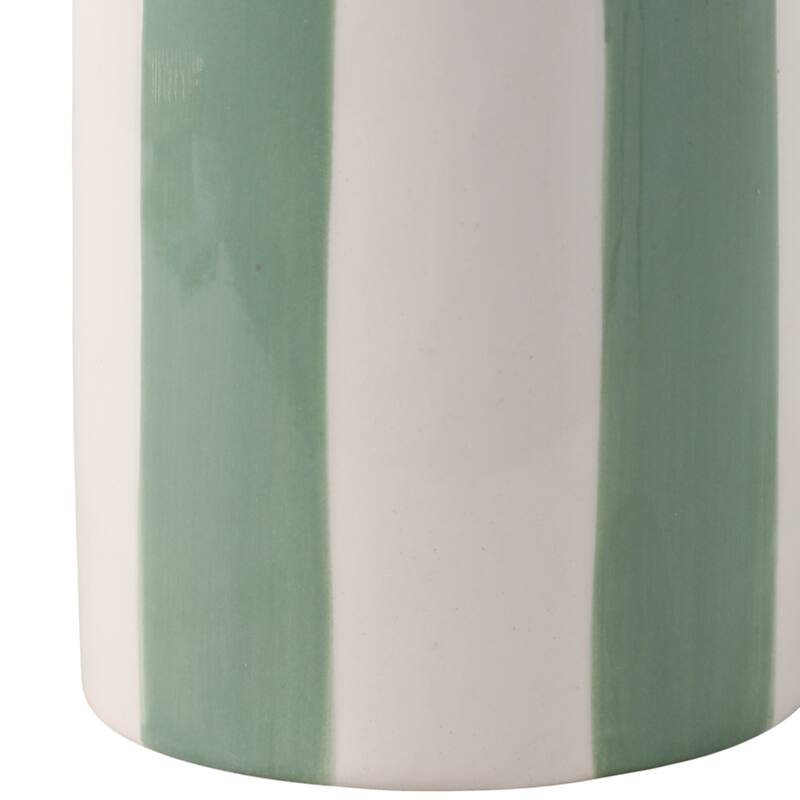 Boho Striped Ceramic Storage Container with Scalloped Rim - 4"