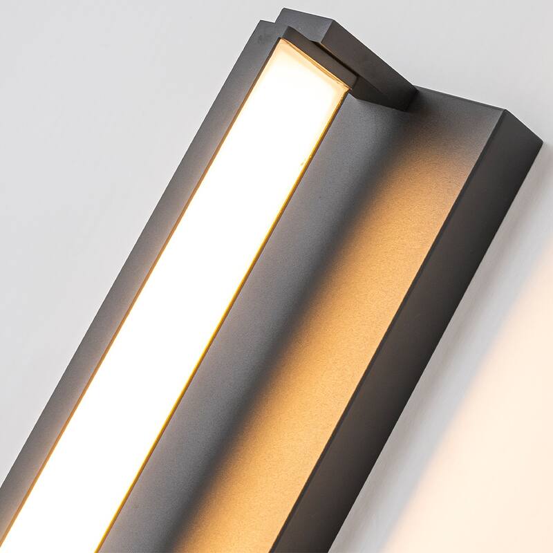 Modern Motion Sensor Outdoor Wall Light Integrated LED Wall Sconce Matte Black Iron Exterior Light Fixture for Porch Garage