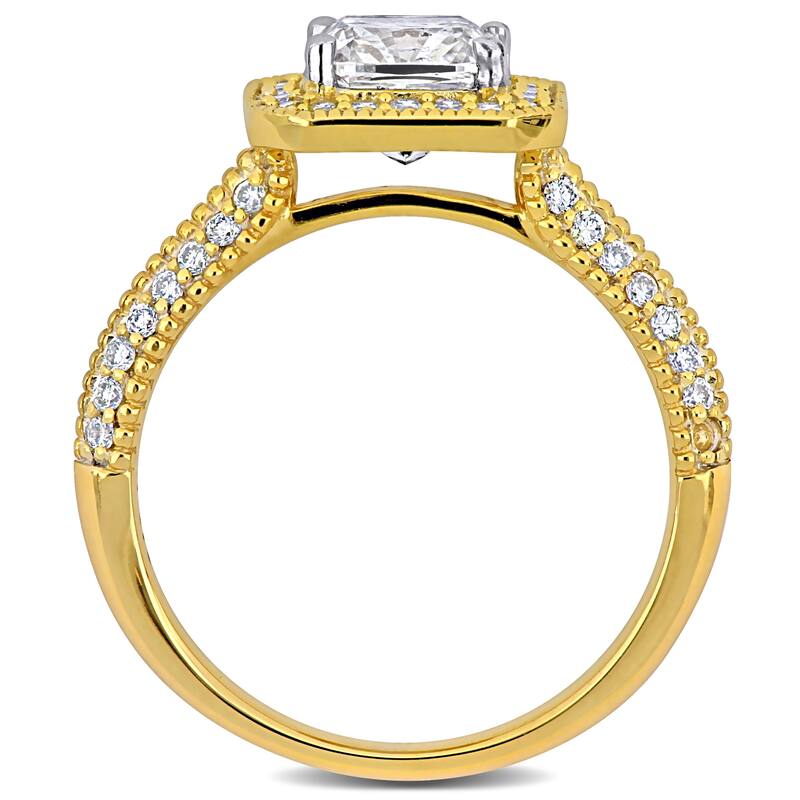 Miadora 2 1/2ct TDW Cushion-Cut and Round-Cut Diamond Engagement Ring in 14k Yellow Gold