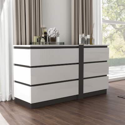 Conjira Contemporary White 56-inch Wide 6-Drawer Wood Dresser by Furniture of America