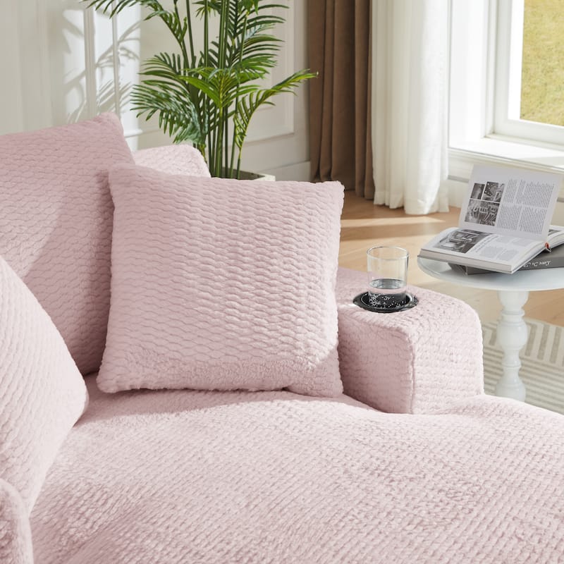 Comfy Sleeper Sofa Single Chaise Lounge w/ Cup Holders & Side Pockets