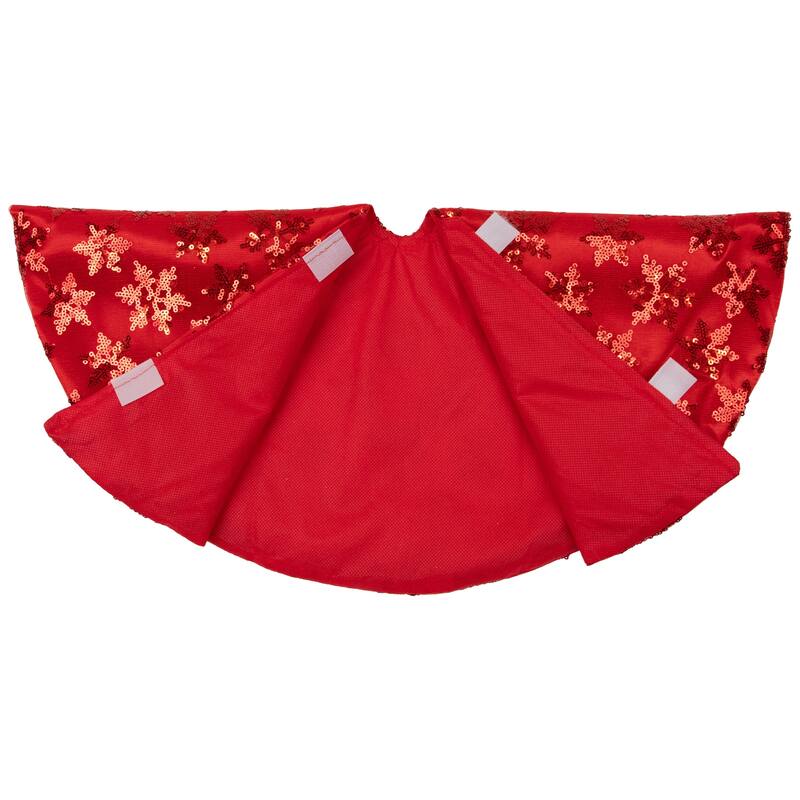20" Red Sequin Snowflake Pattern Mini Christmas Tree Skirt - 20