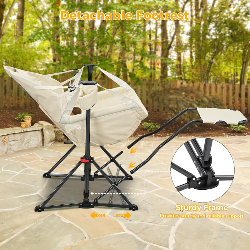 Hammock Camping Chair with Footrest, Outside Foldable Portable Rocking Chairs