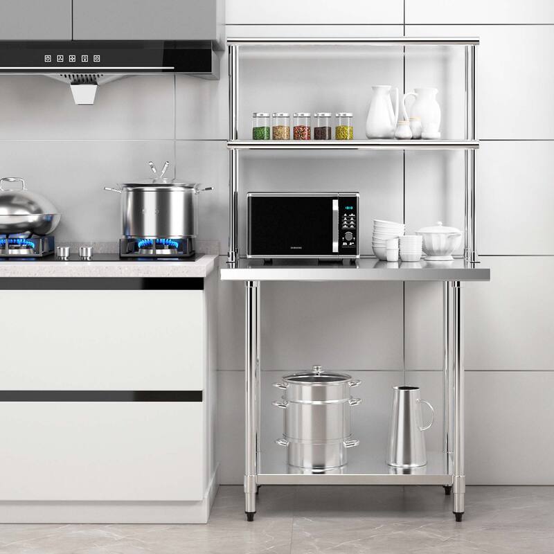 Costway 36'' 2-Tier Overshelf for Prep & Worktable Stainless Steel - See Details