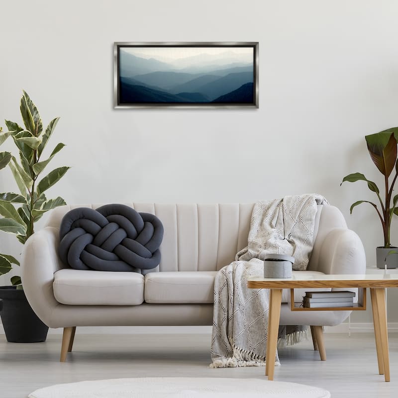 Stupell Foggy Blue Mountains Framed Floater Canvas Wall Art Design By Gemma Bardot