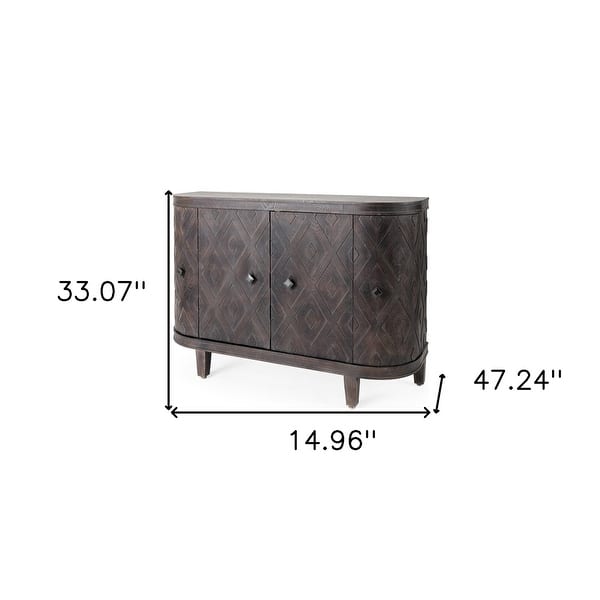 Curved Dark Brown Diamond Pattern Four Door Cabinet Curved Dark Brown Diamond Pattern Four Door Cabinet