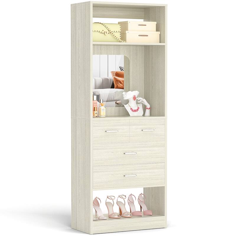 Cimly 25''W Closet Organizer with Mirror and Drawers, Freestanding Closet System for Walk-in/ Reach-in Closet