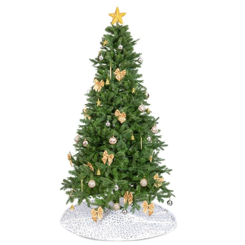 7.5 FT Artificial Christmas Tree with 400 Warm White LED Lights and Gold Ornaments