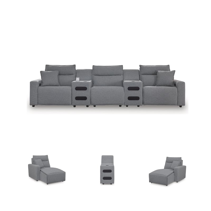 Signature Design by Ashley ModMax II Gray 5-Piece Power Reclining Sectional - 152"W x 41"D x 41"H