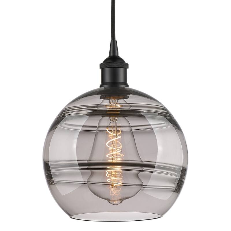 Innovations Lighting 616-1P 12 10 Rochester Pendant Rochester 10" Wide - Matte Black / Light Smoke