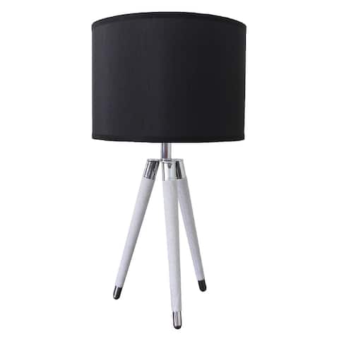 26.75" Modern White Faux Leather Tripod Table Lamp