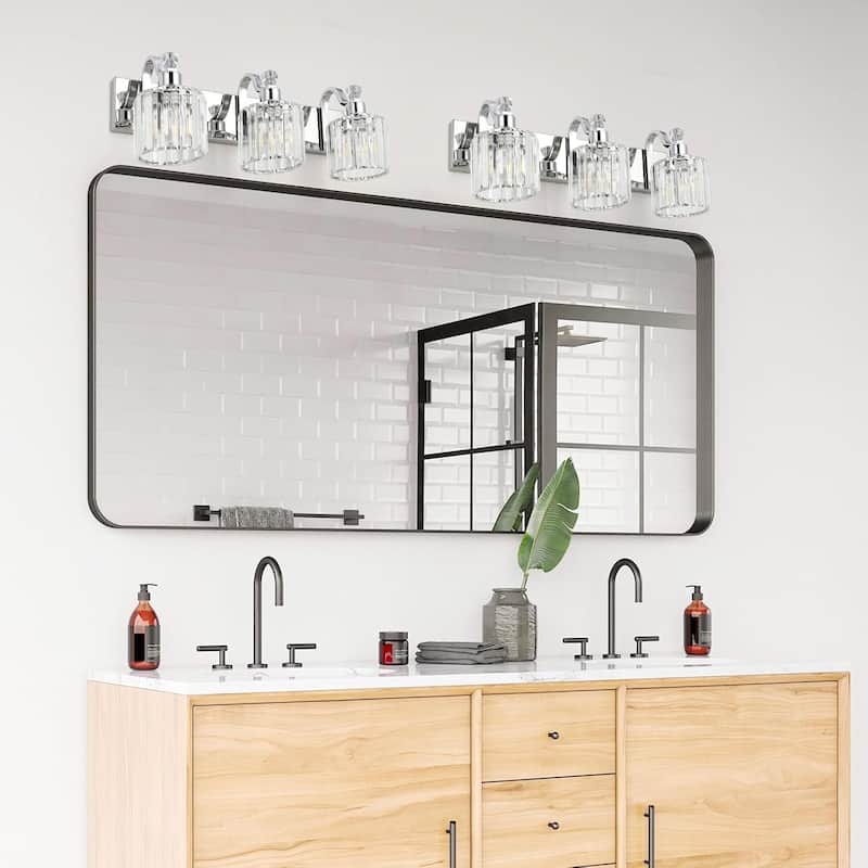 Modern Chrome Led Crystal Vanity Lights Over Mirror 4 Lights