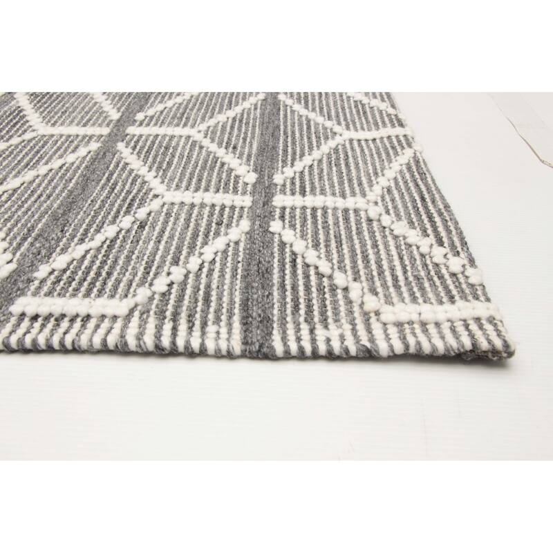 ECARPETGALLERY Braid weave Sienna Grey Wool Rug - 5'0 x 8'0