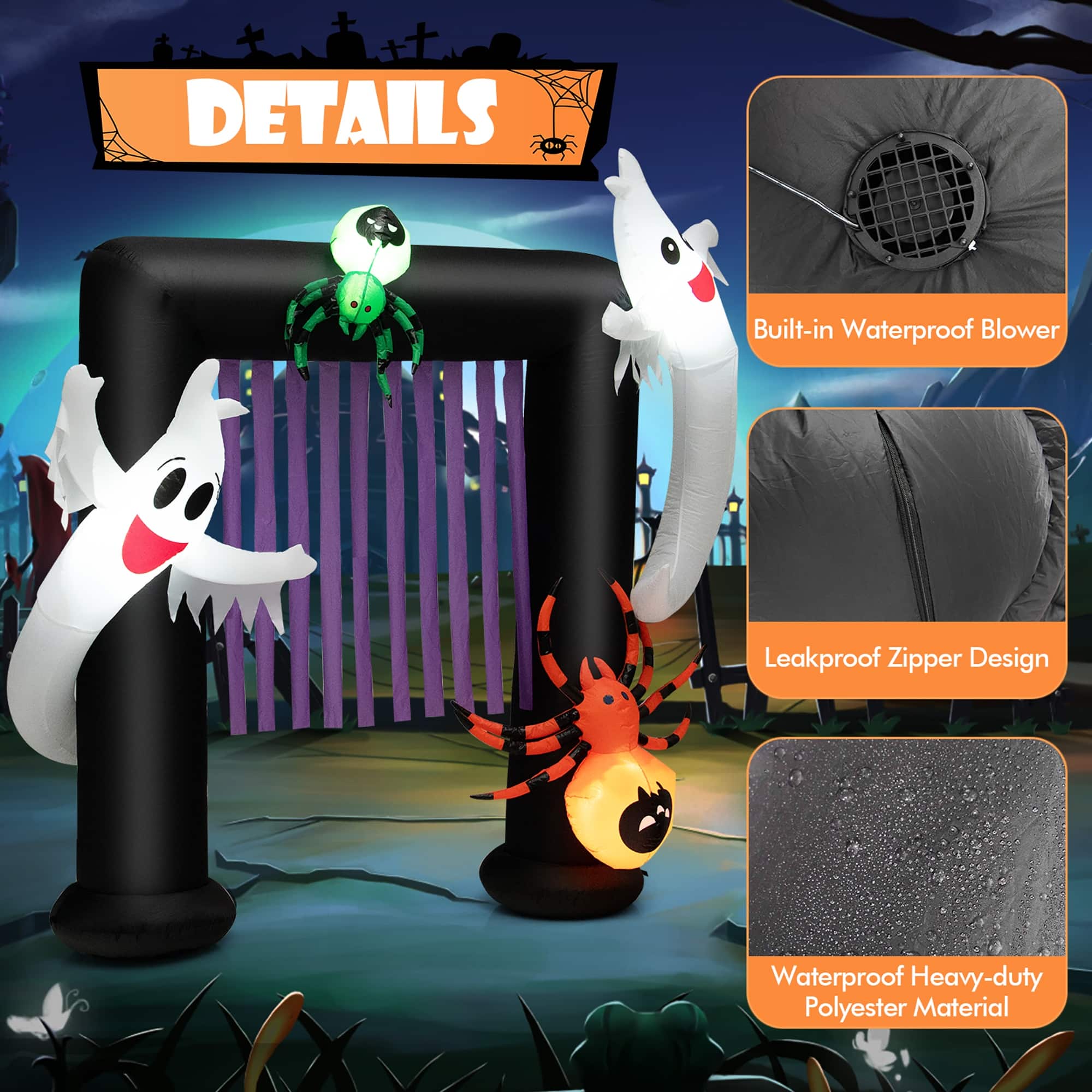 7.5FT Halloween Inflatable Archway Blowup Festive Decoration Bed