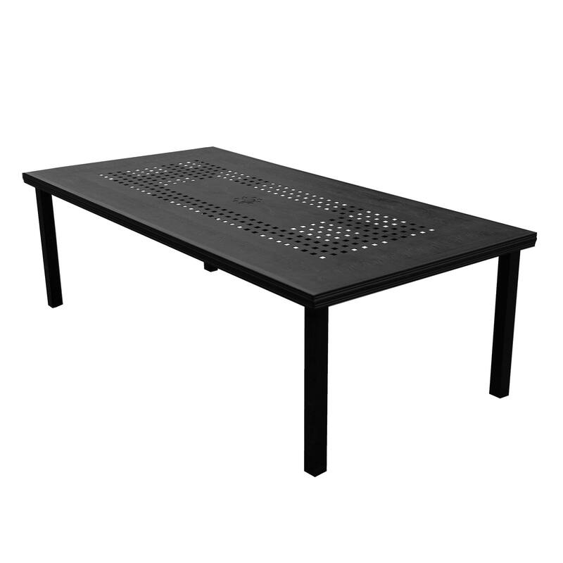 Modern Outdoor Mesh Aluminum 95-in Rectangle Large Patio Dining Table - Black