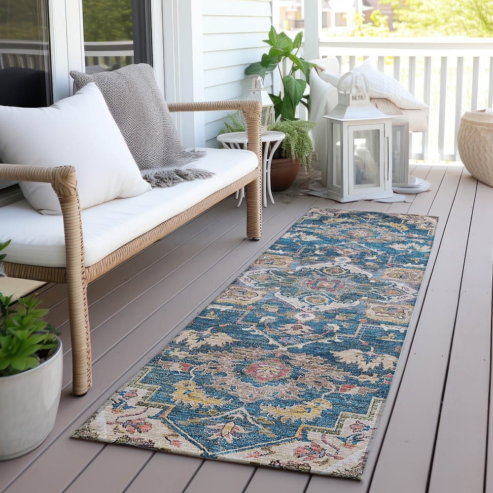Machine Washable Indoor/ Outdoor Chantille Traditional Boho Rug