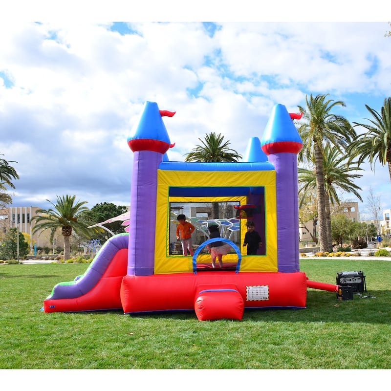 HeroKiddo Jelly Bean Castle Commercial Grade Bounce House & Water Slide Combo with Air Blower, Lightweight, Kids Outdoor Fun