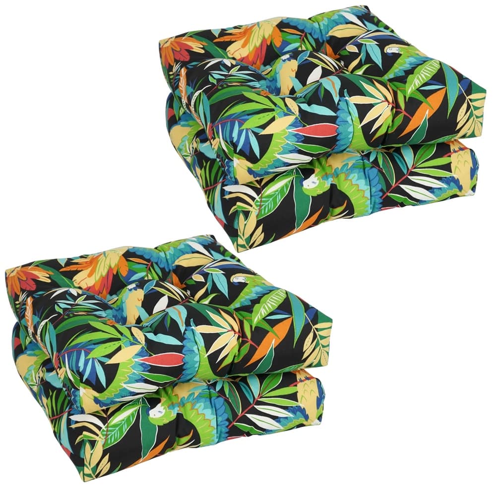 19-inch Square Tufted Indoor/Outdoor Chair Cushions (Set of 4) - 19" x 19"