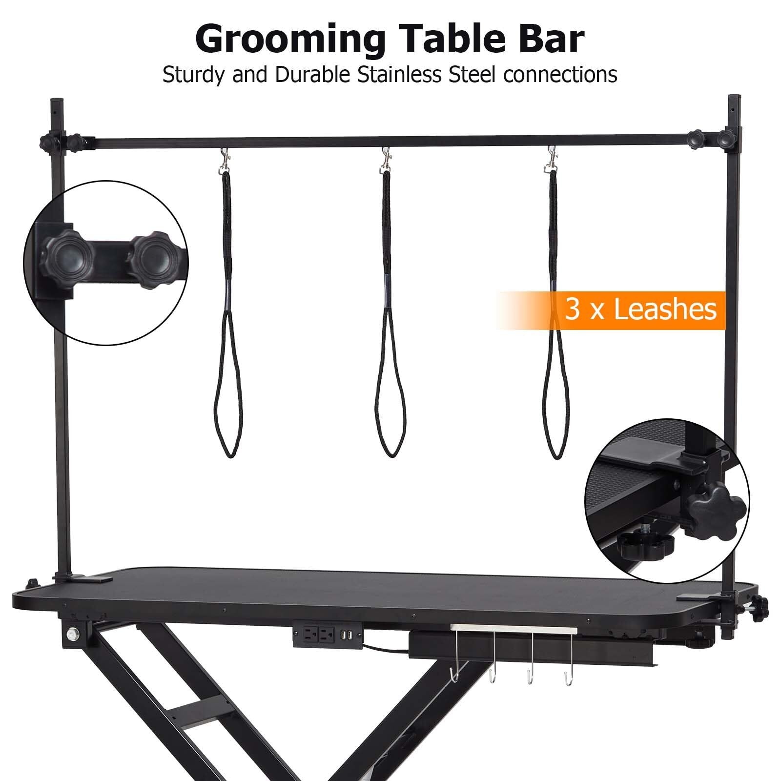 Dog grooming table with wheels clearance