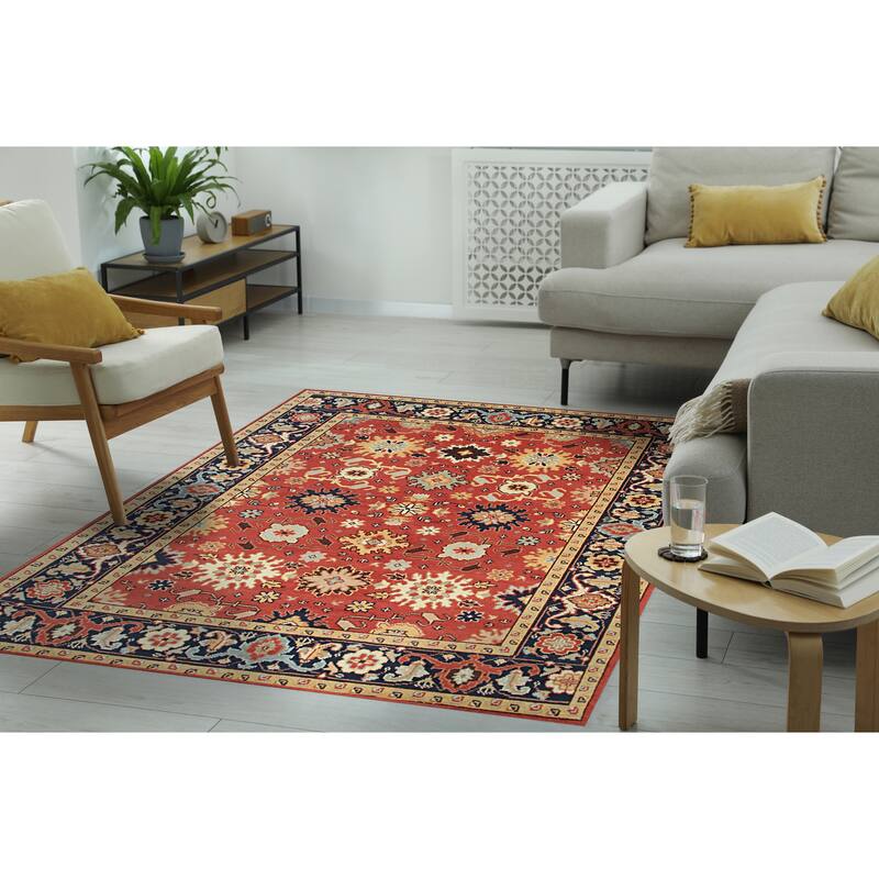 Hand-knotted Wool Rust Traditional Oriental Super Mahal Design Area Rug - 10' x 14' - Rust