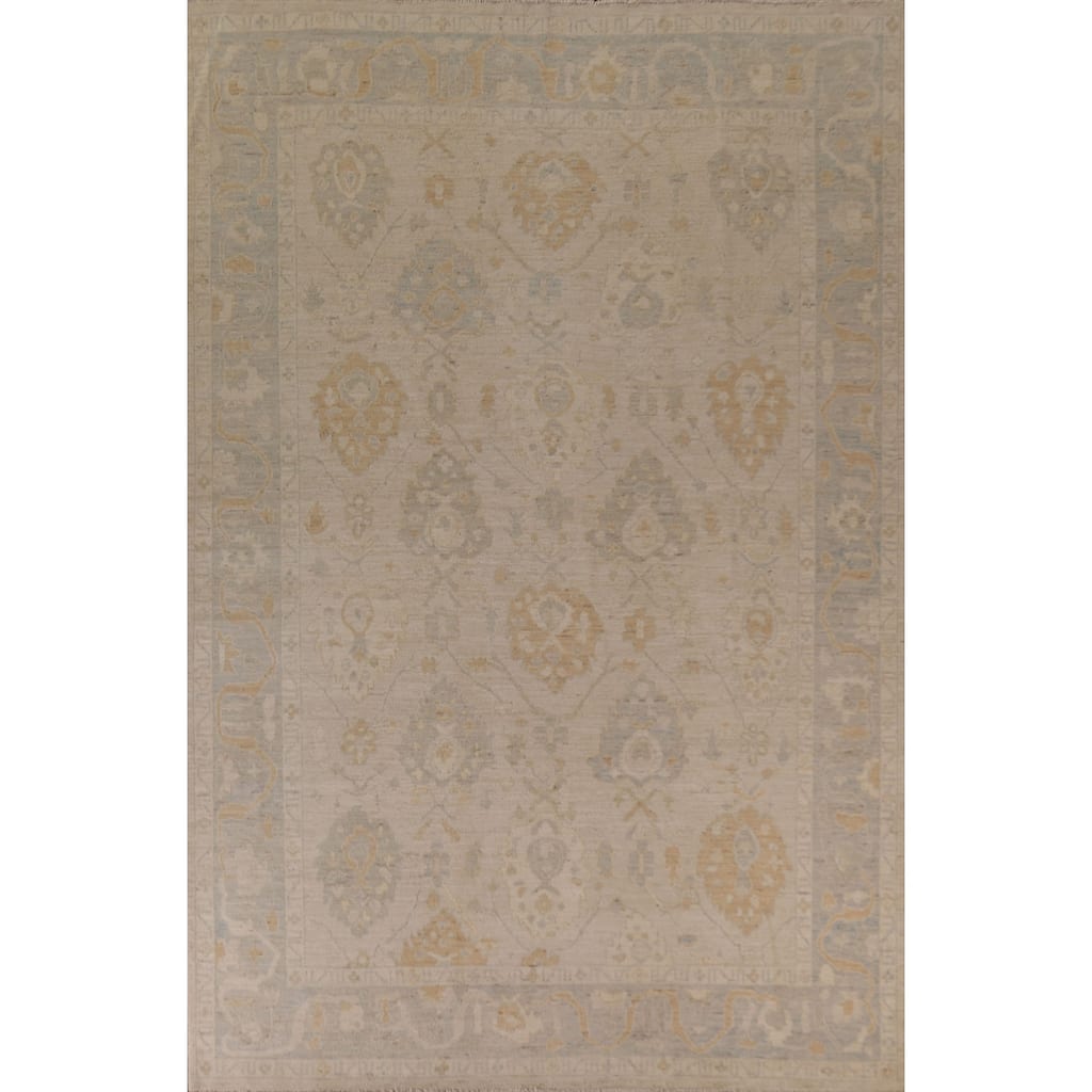 Floral Oushak Turkish Area Rug Hand-knotted Wool Carpet - 8'8"x 11'10"