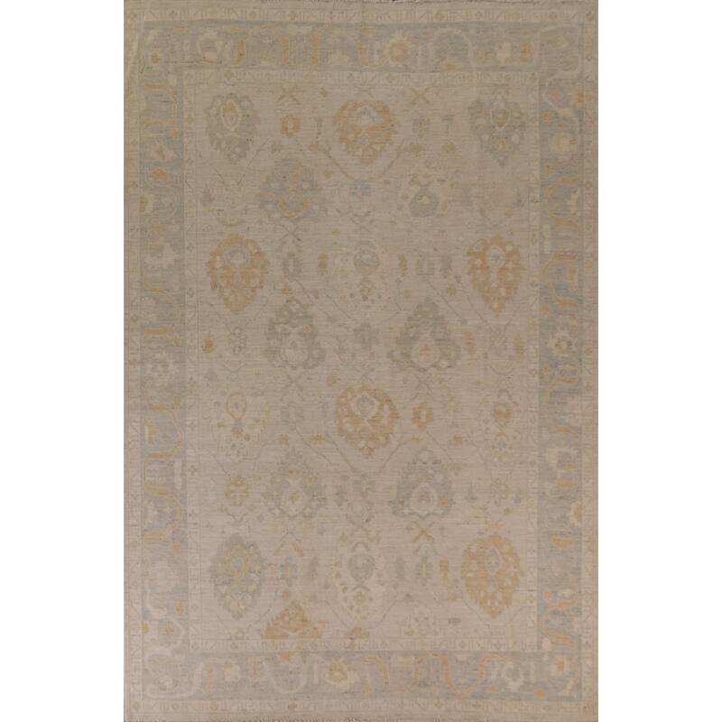 Floral Oushak Turkish Area Rug Hand-knotted Wool Carpet - 8'8"x 11'10"