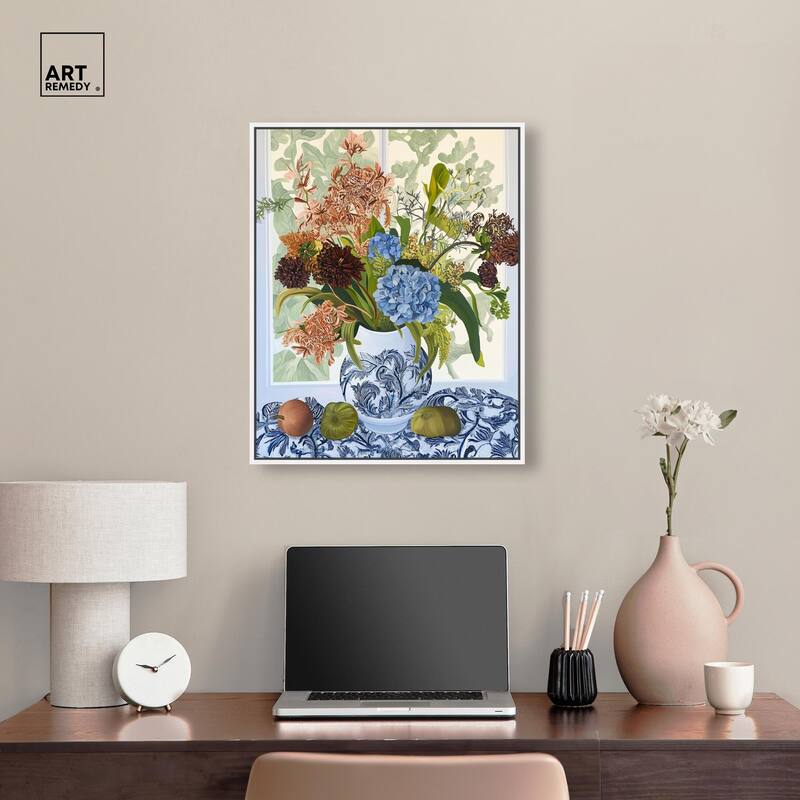 Blue Vase Bounty Canvas by Art Remedy