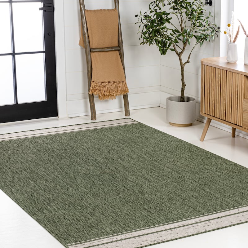 JONATHAN Y Darcy Modern Minimalist Mingled Solid Black/Cream Indoor/Outdoor Area Rug