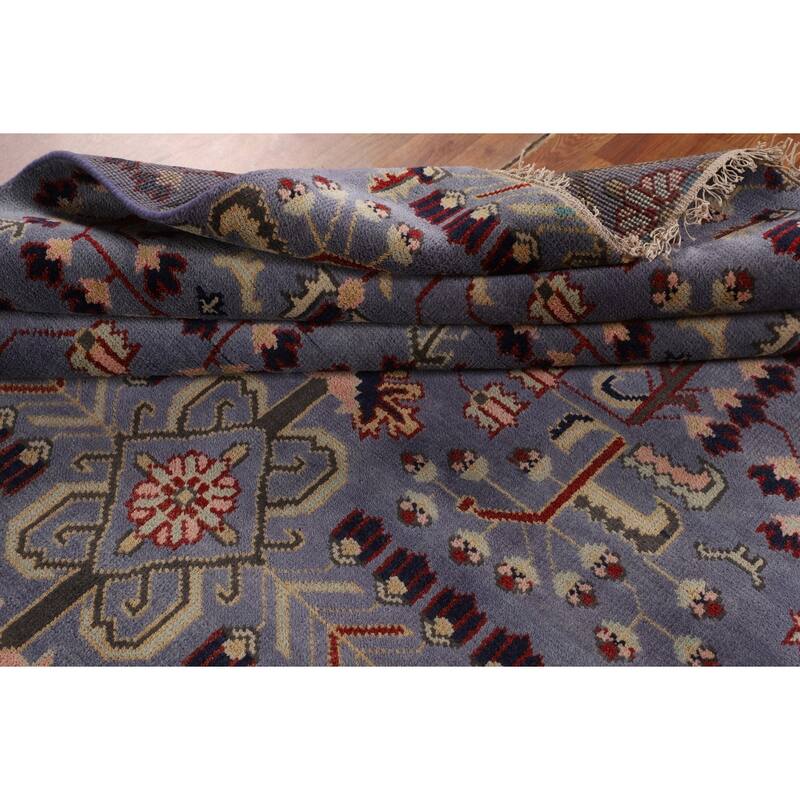 Blue Oushak Oriental Area Rug Handmade Transitional Wool Carpet - 8'8"x 11'10"