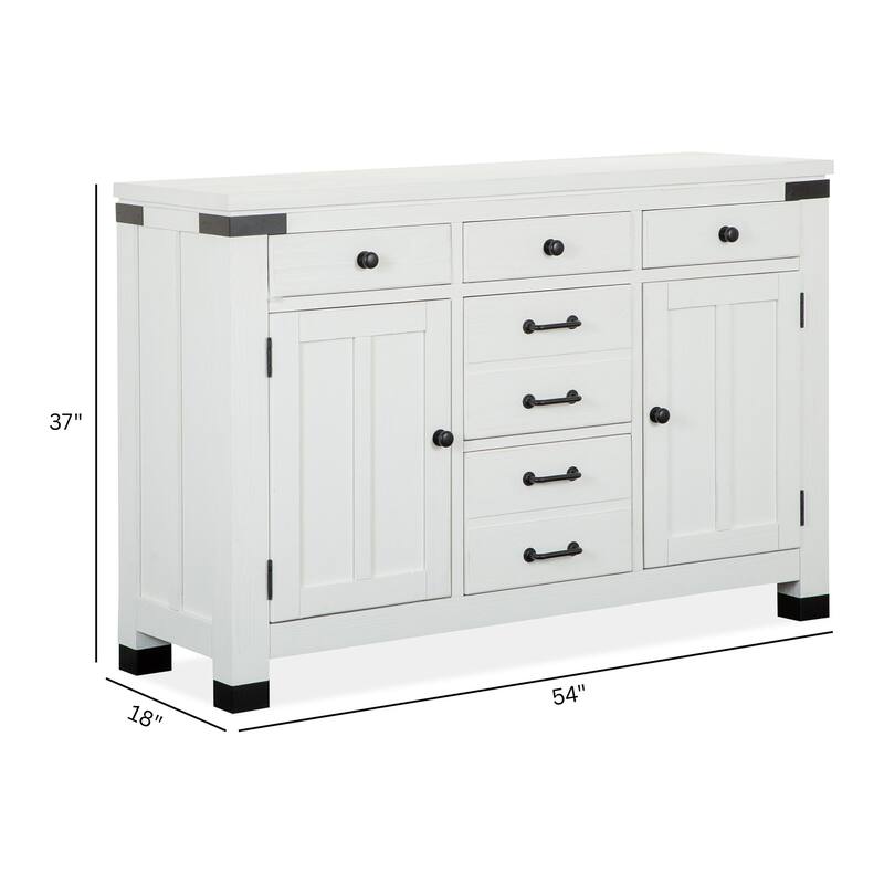 Magnussen Home Harper Springs Silo White Buffet - 64''W x 18''D x 36''H