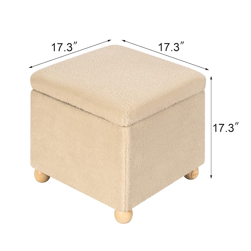 Adeco Floral Printed Linen Cube Storage Ottoman Footrest Footstool