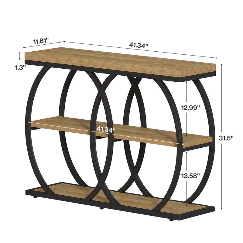 41.3" Console Table with Shelves, 3-Tier Entryway Table for Living Room, Hallway, Foyer