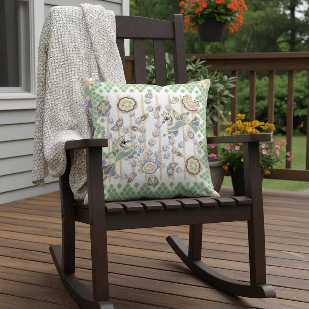 HomeRoots 26" x 26" Yellow and White Peacock Blown Seam Floral Indoor Outdoor Throw Pillow - 26.00' X '5.00' X '26.00