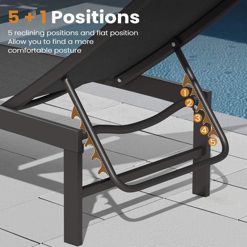 Outdoor Patio Adjustable Chaise Lounge Chairs