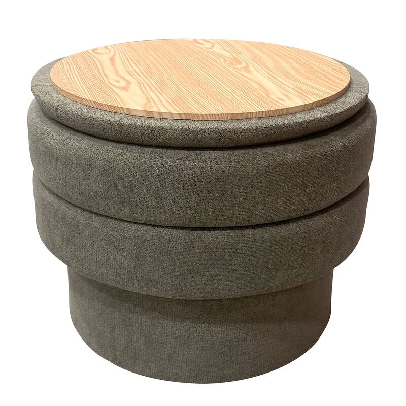Modern Fabric Round Storage Ottoman