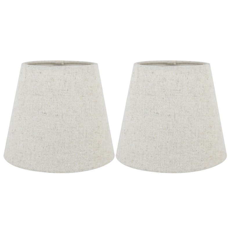Meriville Linen Clip On Chandelier Lamp Shades, 4-inch by 6-inch by 5-inch - Set of 2 - Natural
