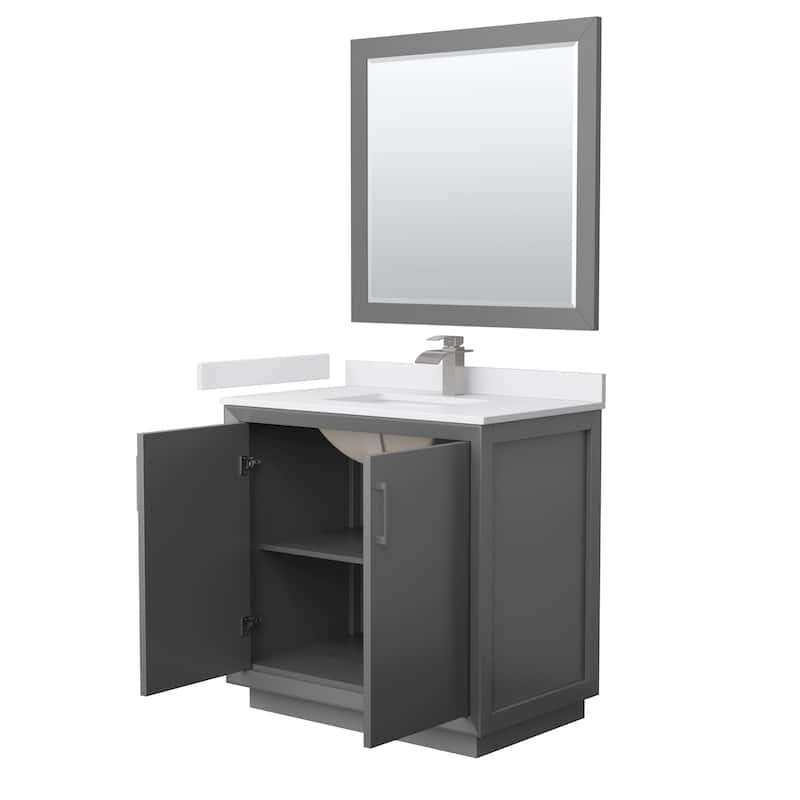 Strada 36-Inch Single Vanity Set, Cultured Marble Top, 34-Inch Mirror