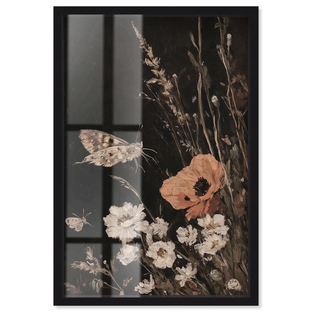 Poppy and Moth II Shadowbox by Art Remedy