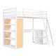 preview thumbnail 5 of 7, White Loft Bed with Desk, Shelves, Drawer, and Ladder, Full-Length Guardrail